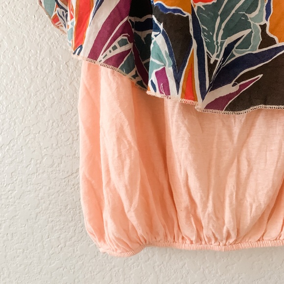 Free People Annka Peach One Shoulder Top Floral XS - Picture 5 of 7